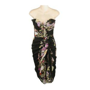 NWT Badgley Mischka Women's Floral Ruffle Strapless Dress Size 8